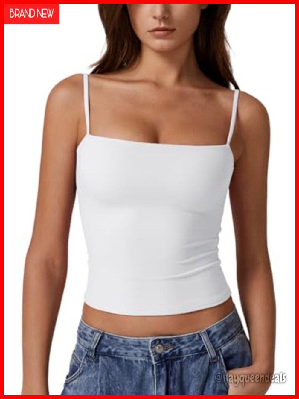 Double Lined Basic Tank Top Adjustable Spaghetti Straps Sleeveless Camisole